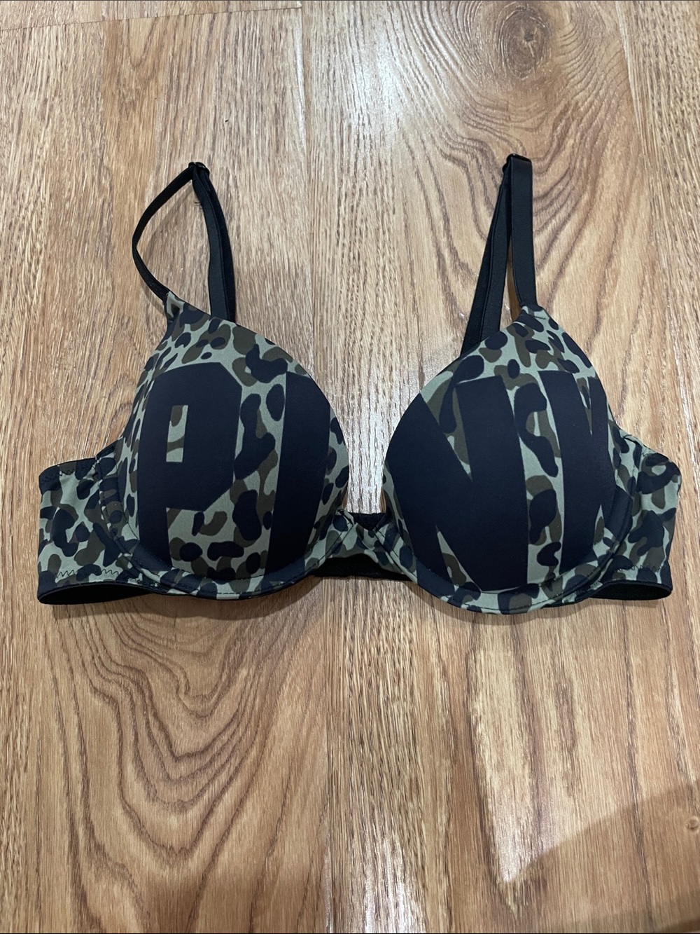Victoria's Secret Camo Push-Up Bra in Black & Olive